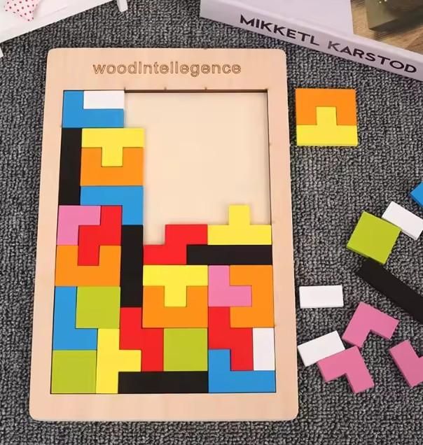Wooden Brain Development Puzzle | Colorful Tetris Toy for Kids