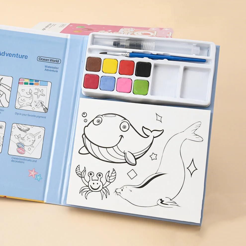 Water Painting Book for Kids | Magic Coloring Activity with Watercolors & Brush