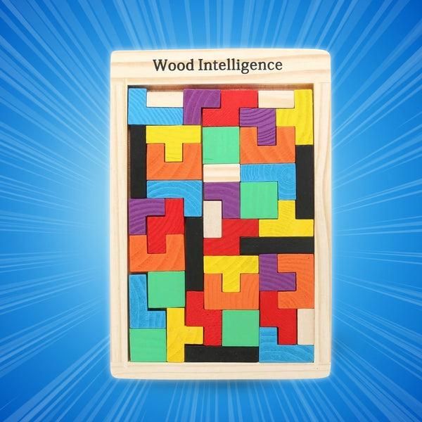 Wooden Brain Development Puzzle | Colorful Tetris Toy for Kids