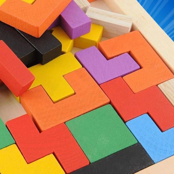 Wooden Brain Development Puzzle | Colorful Tetris Toy for Kids