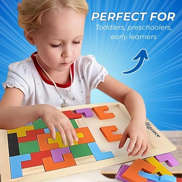 Wooden Brain Development Puzzle | Colorful Tetris Toy for Kids