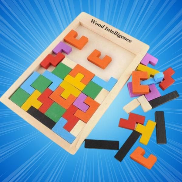 Wooden Brain Development Puzzle | Colorful Tetris Toy for Kids
