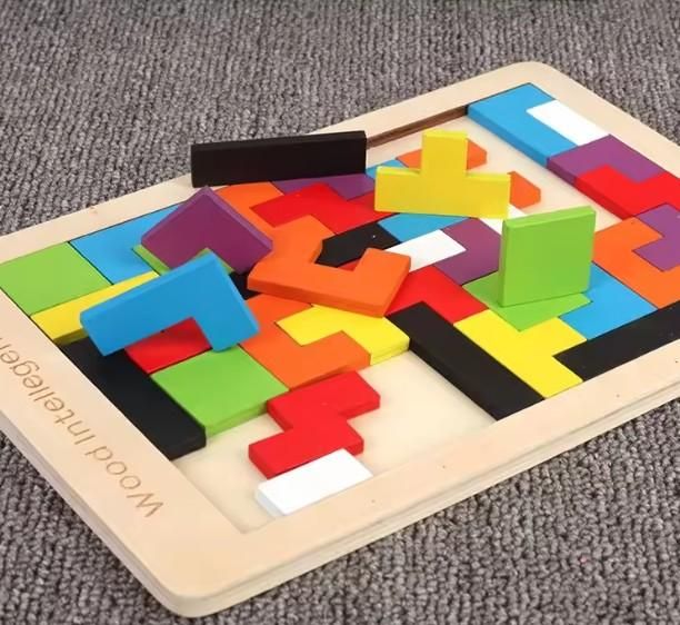 Wooden Brain Development Puzzle | Colorful Tetris Toy for Kids