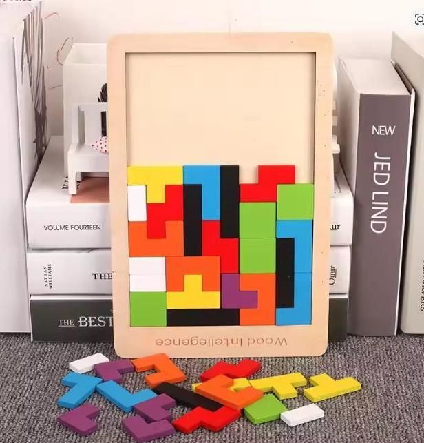 Wooden Brain Development Puzzle | Colorful Tetris Toy for Kids